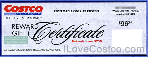 Costco Executive Member Reward Check